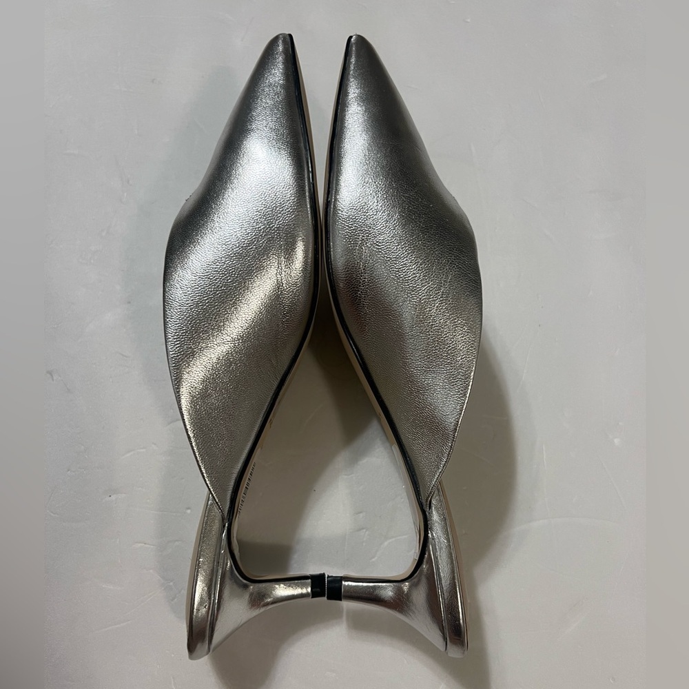 Elegant Silver Pointed Toe Mules